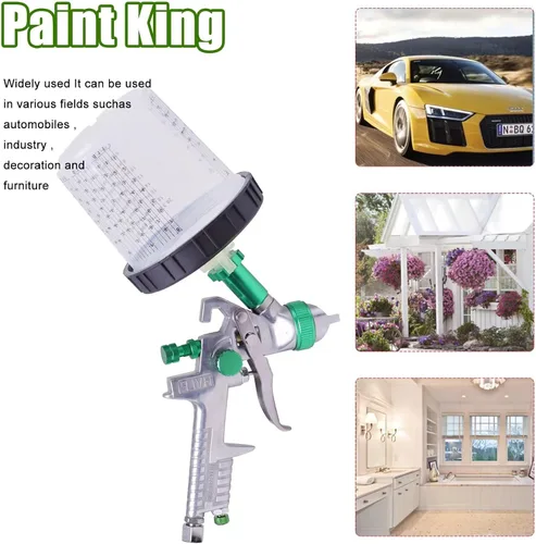 Vista 4 de Pulverizador de pintura con taza rápida de mezcla de pintura, kit de pistola de pintura en aerosol HVLP contiene boquillas de 1.4, 1.7 y 0.079 in