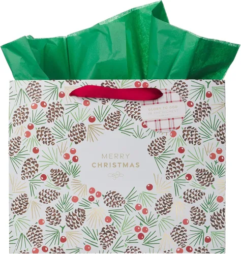 Vista 28 de Christian Art Gifts Bolsa de regalo grande de las Escrituras de Paisaje con tarjeta de felicitación y juego de papel de seda para niños: cada