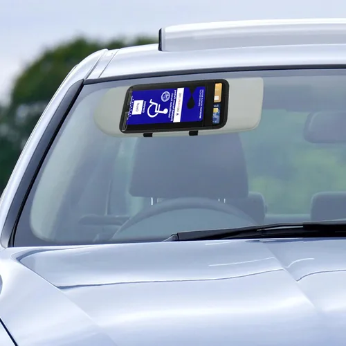 Vista 3 de Soporte para cartel de discapacitados para automóvil, protector de letrero de permiso de estacionamiento para discapacitados para visera