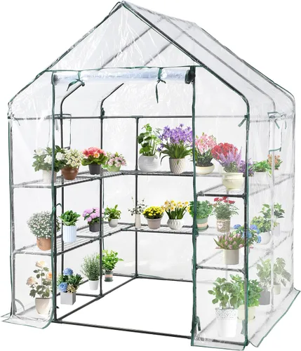 Vista 10 de SUNGIFT - Invernadero para exteriores, blanco, 56 x 85 x 77 pulgadas