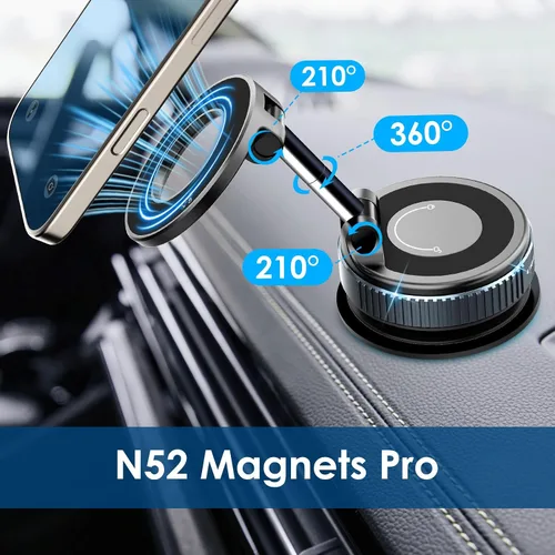 Vista 2 de Soporte magnético de teléfono para automóvil, modelo 2026 N52 Magnets Pro, succión ultra fuerte de 108 libras, regalo ideal para conductores, regalo