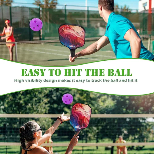 Vista 4 de Pelotas de pickleball para interiores, 26 agujeros, aprobadas por USAPA, paquete de 4 bolas de pepinillo de alto rebote, regalos de pickleball