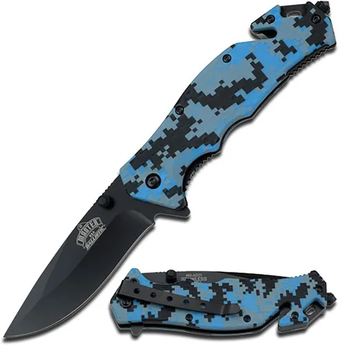 Vista 4 de Master USA MU-A001 Serie Cuchillo Plegable con Resorte, Hoja Negra, 11.43 cm Cerrado