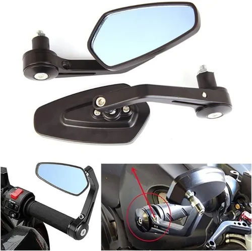 Vista 4 de Side Mirrors Universal Motorcycle Aluminum Rear View Black Grip Bar End Side Mirrors 1 Pair 7/8 Inch 22mm Motorcycle Rearview Mirrors