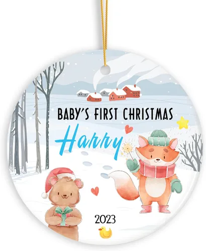 Vista 16 de Adorno de Navidad personalizado para parejas, adorno de nuestra primera Navidad juntos, regalo de recuerdo personalizado para parejas, adorno