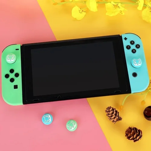 Vista 2 de Tscope for Animal Crossing Thumb Grip Caps for Nintendo SwitchSwitch Lite Controller Joy-Cons Analog Joystick Cute Raccoon Soft Silicone Covers for