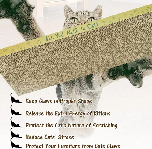 Vista 5 de AccEncyc Almohadillas Rascadoras de Cartón para Gatos Tablero Rascador para Gatos de Interior 16.5x8.3x1 Pulgadas Rascador Corrugado de Doble Cara
