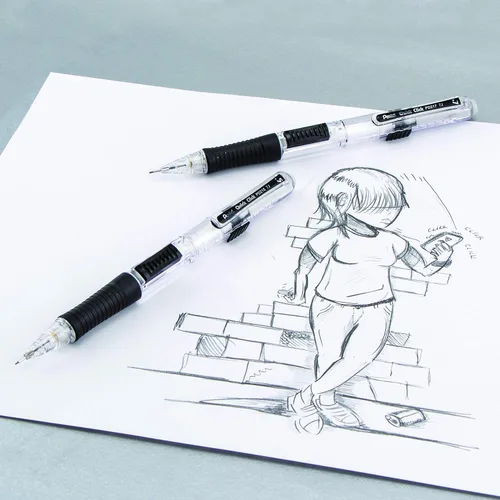 Vista 10 de Lápiz mecánico Pentel QUICK CLICK (0.7mm), cañón rosa, caja de 12 lápices (PD217P)