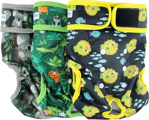Vista 8 de Leekalos - Pañales reutilizables y lavables para perras (paquete de 3 unidades) - Pañales para perros altamente absorbentes - Tamaño ajustable