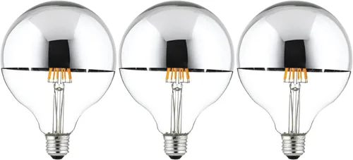 Vista 9 de Sunlite Bombilla LED G25 (G80) Edison de medio globo cromado, 6 vatios (60 W = ), base E26 estándar, 530 lúmenes, regulable, cuenco plateado
