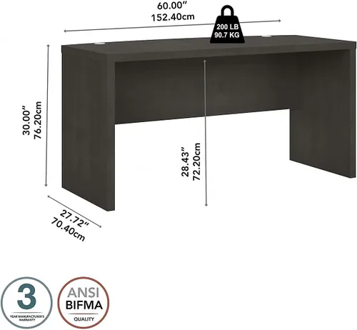 Vista 3 de Bush Business Furniture - Escritorio frontal con lazo con gestión de cables, mesa para computadora de oficina Echo Collection para oficina en casa
