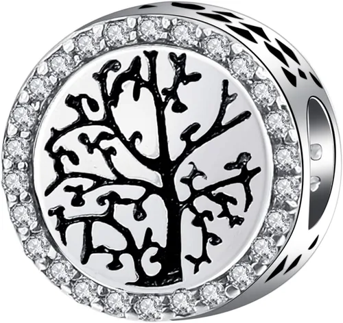 Vista 2 de LUXILLA Abalorio de plata de ley 925 para madre, hija, abuela, para familia, amor, madre, hija, abuela, para pulseras, collares, dijes, joyas