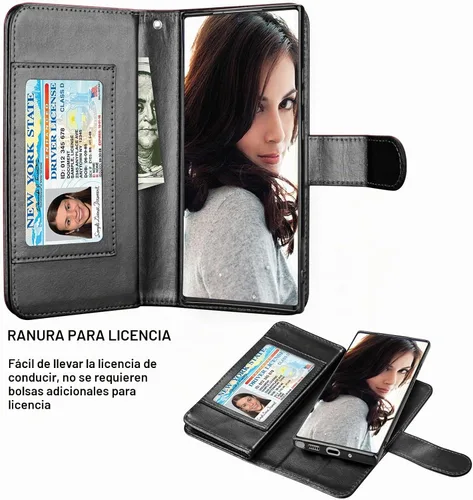 Vista 3 de Njjex Funda para Galaxy Note 20 Ultra (2020), para Samsung Note 20 Ultra 5G, [9 ranuras para tarjetas] Funda de piel sintética para crédito de Negro