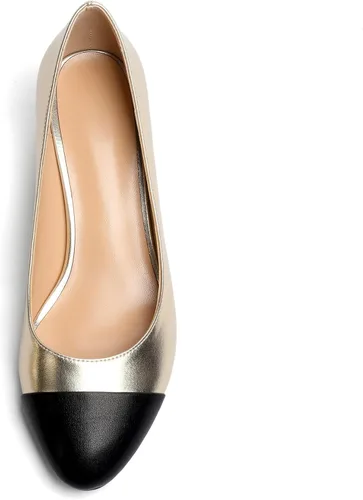 Vista 3 de Eldof Zapatos de tacón bajo y grueso para mujer, con puntera redonda, sin cordones, para bodas, fiestas, oficina, zapatos de vestir clásicos de 2