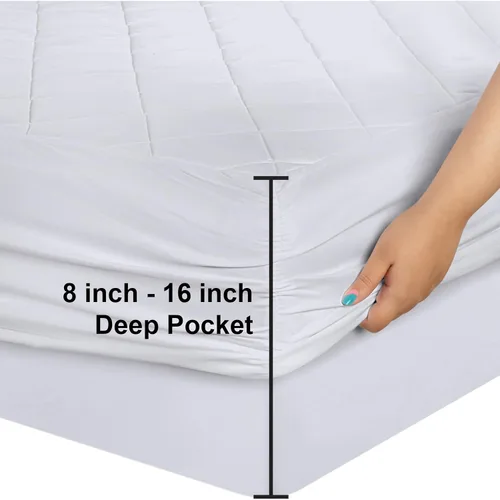 Vista 3 de Utopia Bedding - Protector de colchón acolchado ajustable, protector de colchón individual XL con bolsillo profundo que se estira hasta 16 pulgadas