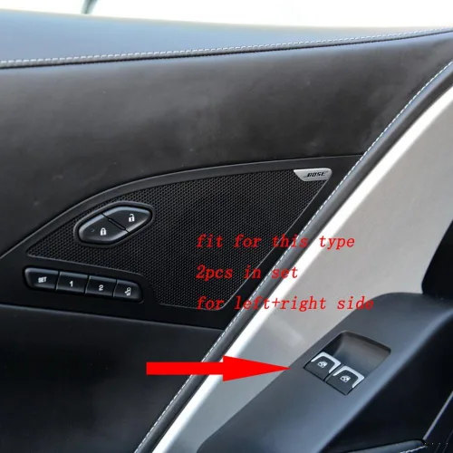 Vista 4 de Interruptor de elevación de ventana de puerta de fibra de carbono cubierta moldura accesorios para 2014 2015 2016 2017 2018 Chevrolet Corvette C7
