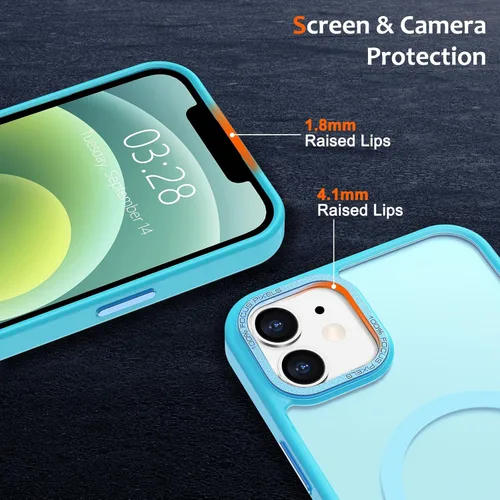 Vista 868 de Anuck - Funda magnética para iPhone 11 compatible con MagSafe, carcasa trasera mate translúcida dura, borde de TPU, delgada, resistente a impactos