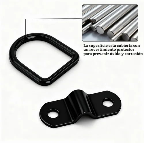 Vista 4 de Anclajes de anillos en D de 1/4" para amarre, ancla de remolque resistente, anillos de amarre de 2400 lbs de capacidad, para remolque, cama de Negro