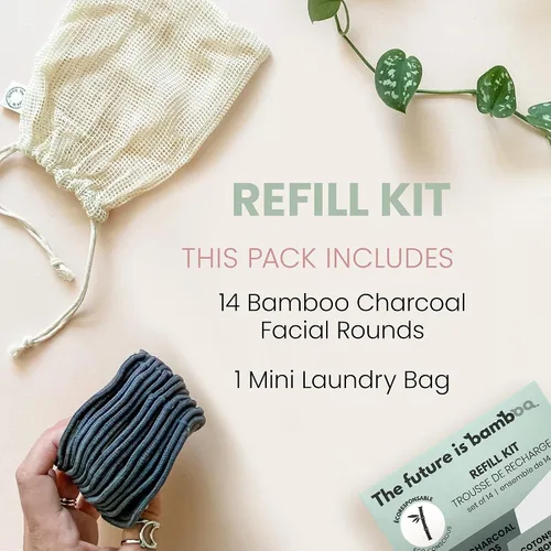 Vista 2 de The Future is Bamboo, 14 almohadillas de bambú reutilizables para desmaquillar Con bolsa de lavandería lavable Almohadilla facial suave