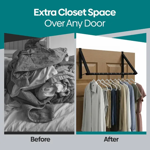 Vista 8 de HOLDN' STORAGE Colgador para colgar sobre la puerta, organizador plegable para colgar ropa, abrigos y toallas, ideal para dormitorios, lavandería