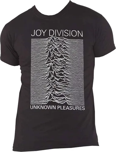 Vista 4 de Joy Division Camiseta Unknown Pleasures Blanco Sobre Negro Logo Oficial Hombres Negro