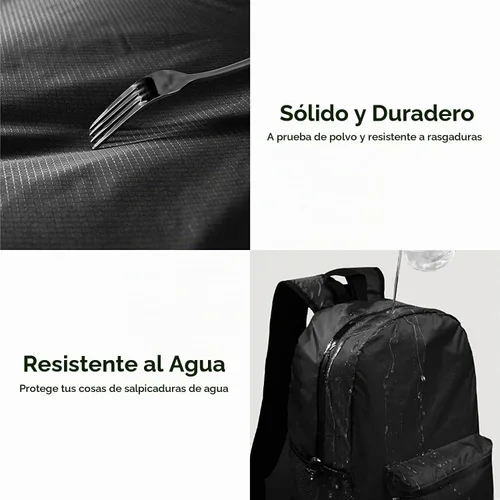 Vista 2 de pack all Mochila plegable ligera de 20L, mochila de senderismo resistente Negro