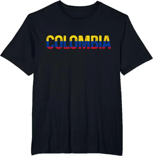 Vista 14 de Camiseta Vintage Pride de la bandera colombiana de Colombia, Negro