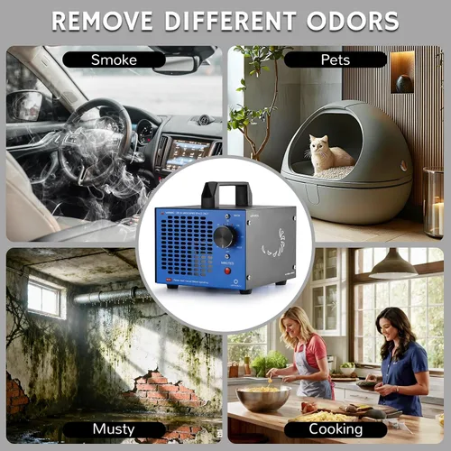 Vista 4 de Airthereal MA5K - Generador de ozono para el hogar, eliminador de olores ionizador de aire de ozono con temporizador de 120 minutos, diseño ligero