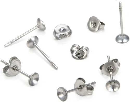 Vista 7 de 100 aretes de acero inoxidable 316 Adabele 316, almohadilla de 0.118