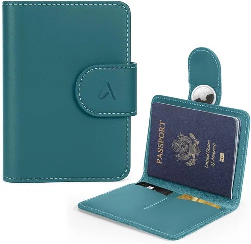 Vista 11 de ALLIVE Soporte para pasaporte para viajes, soporte para pasaporte Rfid para mujeres y hombres, funda de pasaporte de cuero genuino para viaje