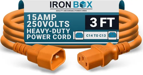Vista 25 de IronBox Electric - Cable de Alimentación C14 a C13 de Servicio Pesado, 15A, 250V, Cable de Extensión para Computadora 14/3 AWG - Cables