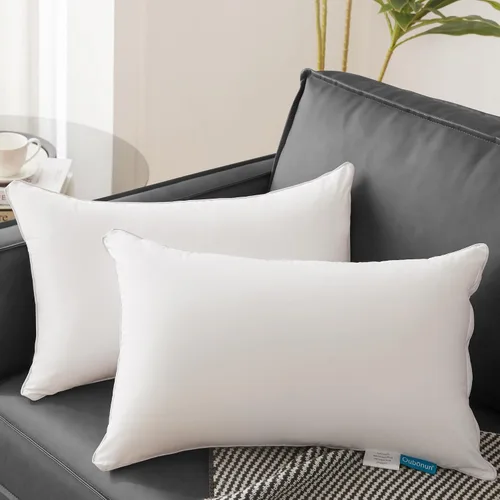 Vista 2 de Oubonun Paquete de 2 rellenos de almohada lumbar de 12 x 20 pulgadas, 100% algodón, transpirable, funda rectangular de cojín cuadrado, cojines