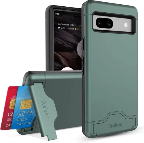 Vista 17 de Funda tipo cartera para Google Pixel 7a, funda de doble capa con ranura para tarjeta y soporte para Google Pixel 7a - Púrpura