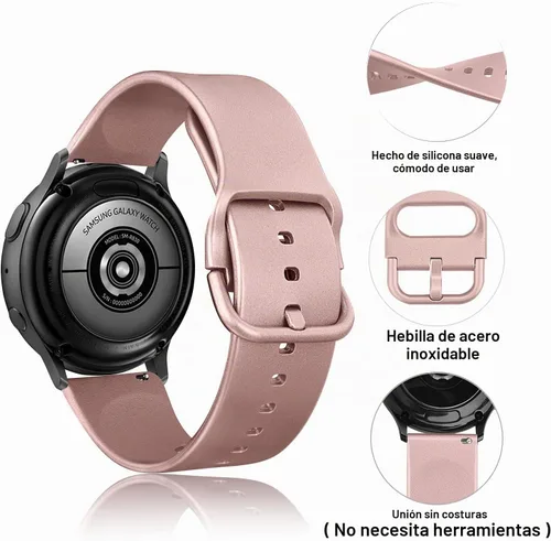 Vista 2 de 4 PACK Bands Compatible with Samsung Galaxy Watch 4 40mm 44mm/ 4 Classic 42mm 46mm, 20mm Adjustable Silicone Sport Replacement Strap for Samsung