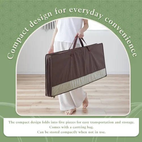 Vista 9 de Tatami Mat – Colchón plegable de tatami japonés Igusa, futón para dormir en el suelo de hierba rush, meditación, yoga Zen Tatami, individual XL por