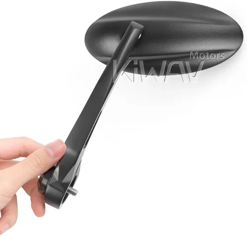 Vista 9 de KiWAV Espejos de extremo de barra de motocicleta ultra negro compatible con manillar roscado M6