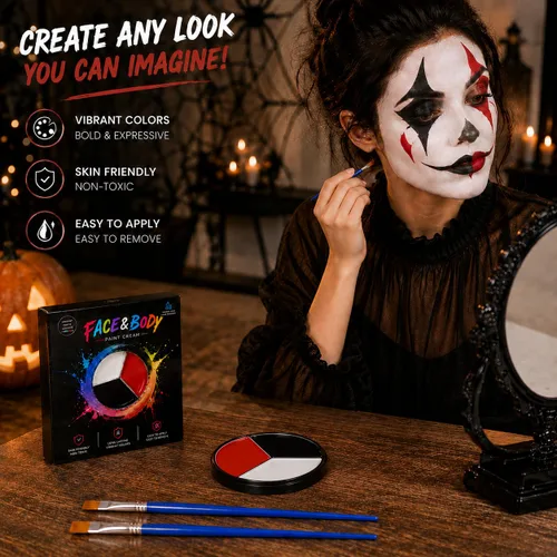 Vista 4 de Paleta de pintura corporal de cara azul Maquillaje de Halloween Kit de Maquillaje H Blue