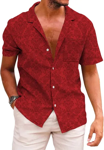 Vista 148 de KYKU - Camisa hawaiana funky para hombre, ropa tropical para vacaciones en Palm Beach
