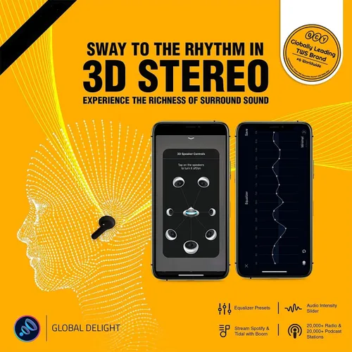 Vista 6 de QCY Auriculares inalámbricos T13 con Bluetooth 5.1, control táctil con estuche de carga, impermeables, estéreo, intrauditivos, micrófono integrado