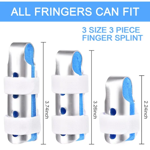 Vista 6 de Sopito - Férula para dedos, 3 piezas, soporte para dedos, estabilizador para dedos fracturados, enderezar nudillos con artritis, inmovilización, azul
