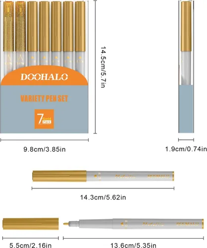 Vista 6 de DOOHALO Bolígrafos metálicos dorados con purpurina de gel compatibles con Cricut Maker 3/Maker/Explore 3/Air 2/Air 1.0/0.8/2.0/2.5 marcadores