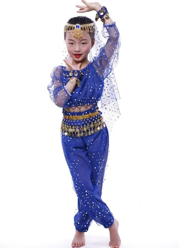 Vista 4 de GirlS Belly Dance Costumes,Long Sleeve Highlights Top,Pants