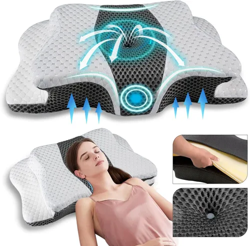 Vista 12 de Almohada Cervical para Alivio del Dolor para Soporte del Cuello, Almohada Ergonómica Ajustable para Dormir Cómodamente, Almohadas Ortopédicas