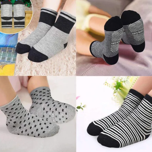 Vista 5 de Tphon Calcetines antideslizantes para niños pequeños con agarre, 12 pares de calcetines antideslizantes para niños y niñas de 1 a 7 años