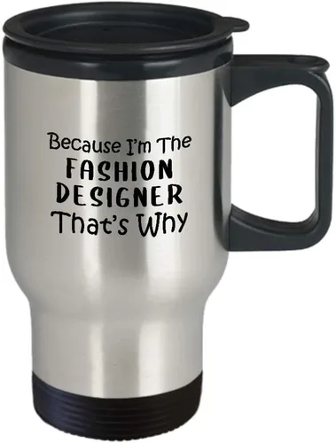 Vista 2 de Funny Cute Gag Gifts for Fashion Designer Travel Mug Insulated Coffee Tumbler - Textile Artist Designing Clothing Stylist Industry Appreciation Idea