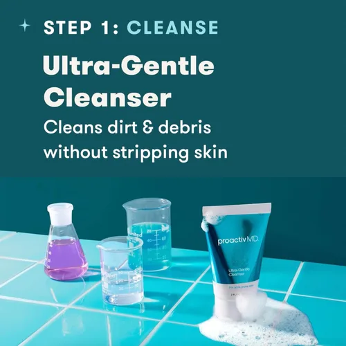Vista 6 de Proactiv MD Rutina de 3 pasos, Limpiador facial ultra suave, Tratamiento de gel de Adapaleno al 0.1%, Hidratante ultra humectante, Kit