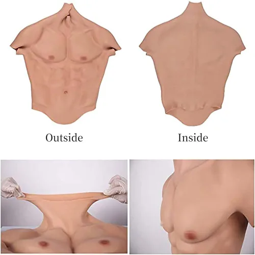 Vista 2 de U-CHARMMORE 6 generación sin aceite de silicona muscular traje masculino en el pecho