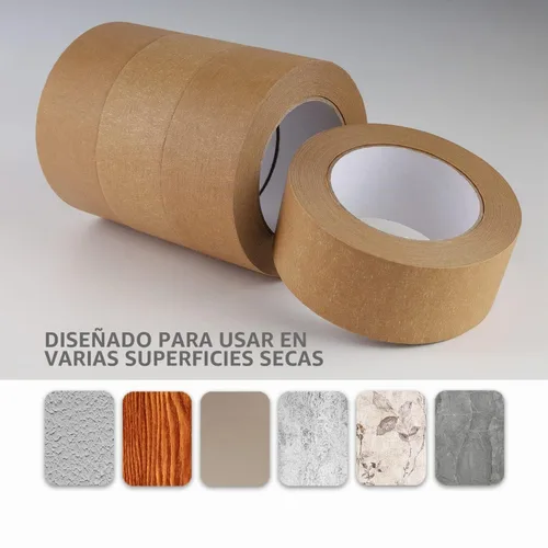 Vista 5 de Lichamp Cinta de pintor marrón ancha de 2 pulgadas, 1 pieza de cinta adhesiva marrón de enmascaramiento de adhesión media, 5 cm x 55 yardas