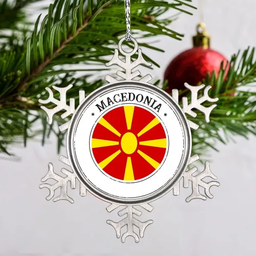 Vista 16 de Bandera de Mongolia, adornos de Navidad 2023, adorno de copo de nieve, adornos de recuerdo de ciudad de campo para árboles de Navidad, colgante