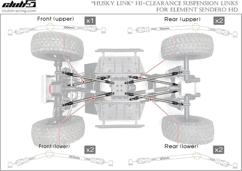 Vista 5 de 5 inHusky Link Hi-Clearance - Enlaces de suspensión para Element Enduro Sendero HD, color plateado